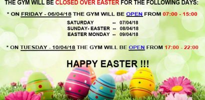 gym easter holidays 2018