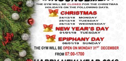 xmas gym holidays 2018