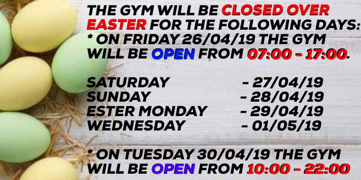 easter holidays gym 2019