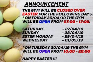 easter holidays gym 2019