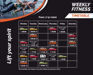 group classes timetable sep 2020