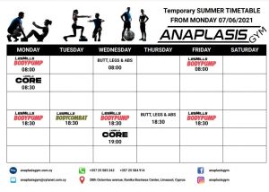 group classes timetable jun 2021