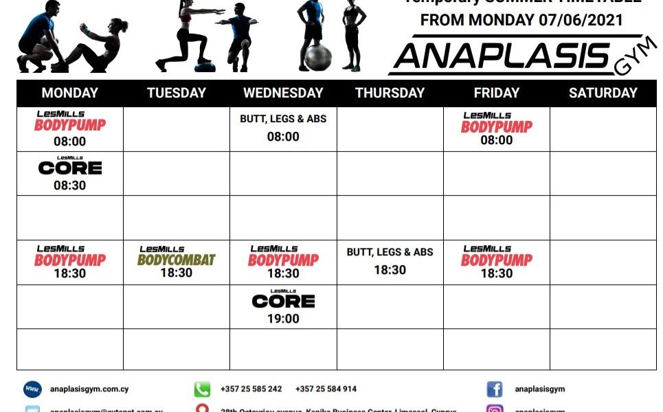 group classes timetable jun 2021